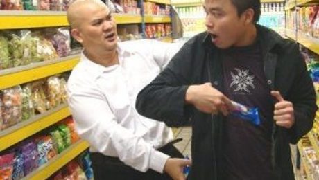 security guard arrests a shoplifter